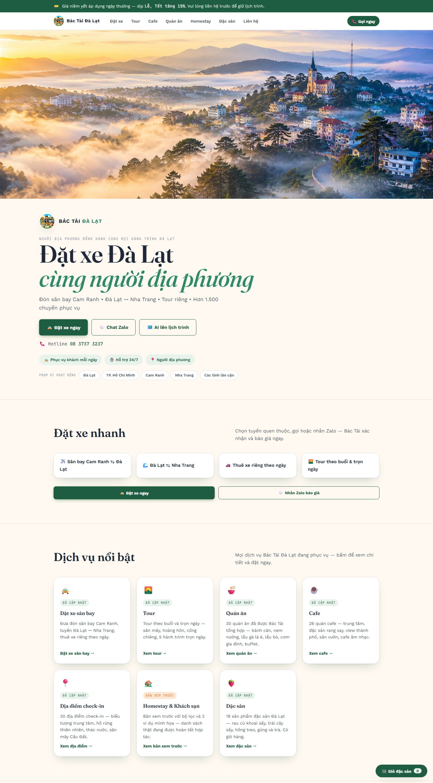 Đặt xe Đà Lạt cùng người địa phương
